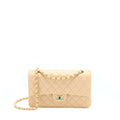 CHANEL MEDIUM CLASSIC FLAP BAG LAMBSKIN BEIGE LGHW (MICROCHIP)