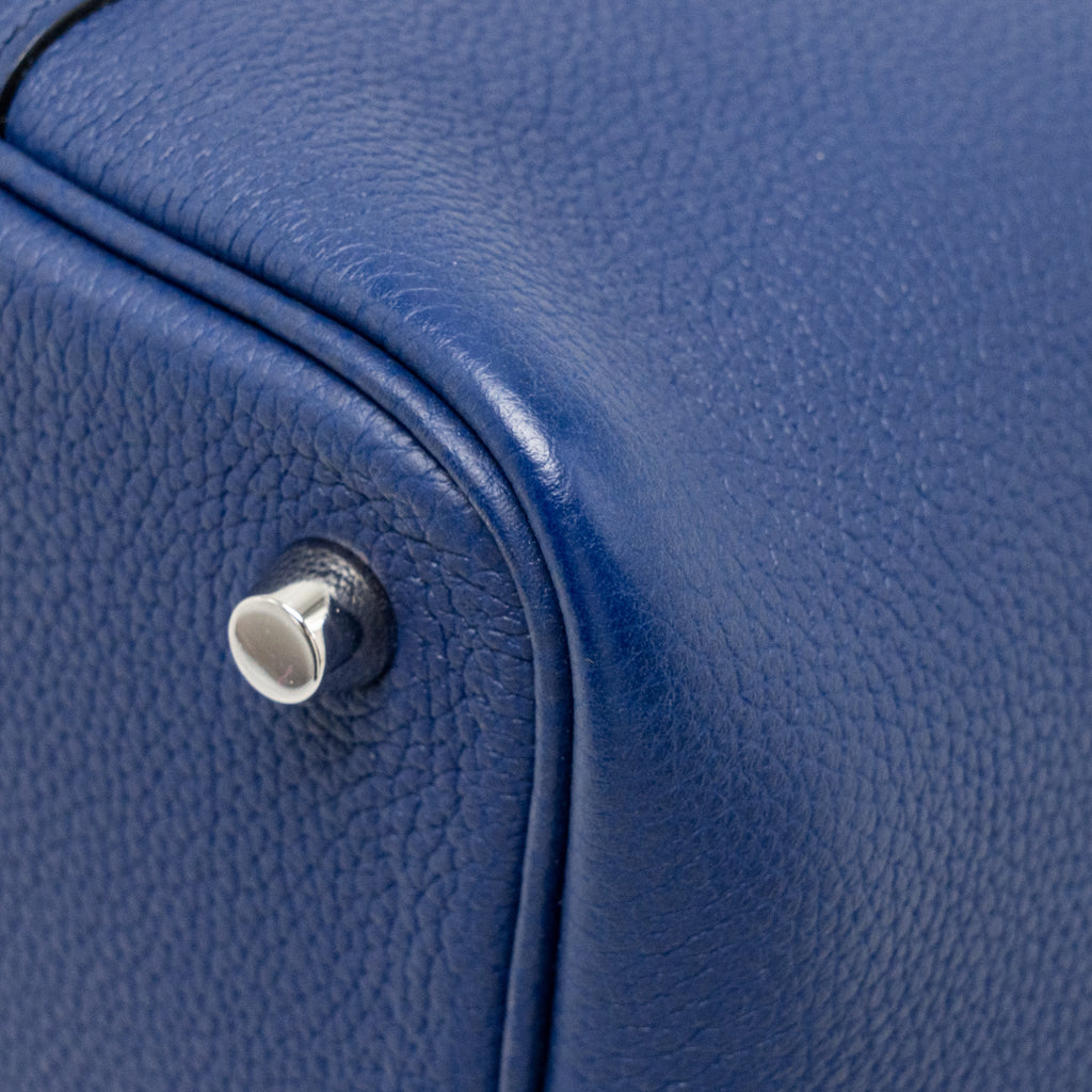 HERMES PICOTIN 18 LOCK BAG TAURILLON MAURICE BLUE SAPHIR SHW