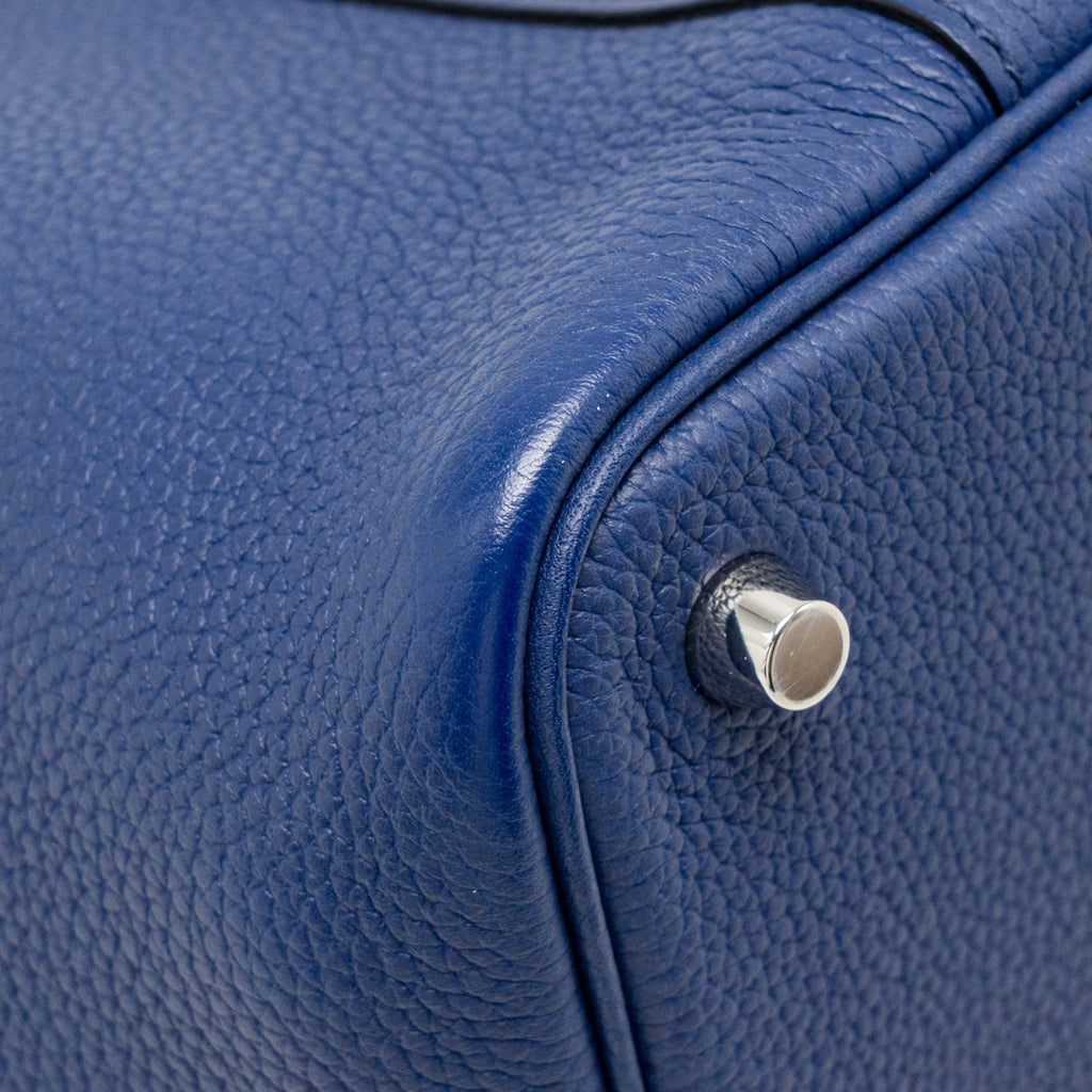 HERMES PICOTIN 18 LOCK BAG TAURILLON MAURICE BLUE SAPHIR SHW