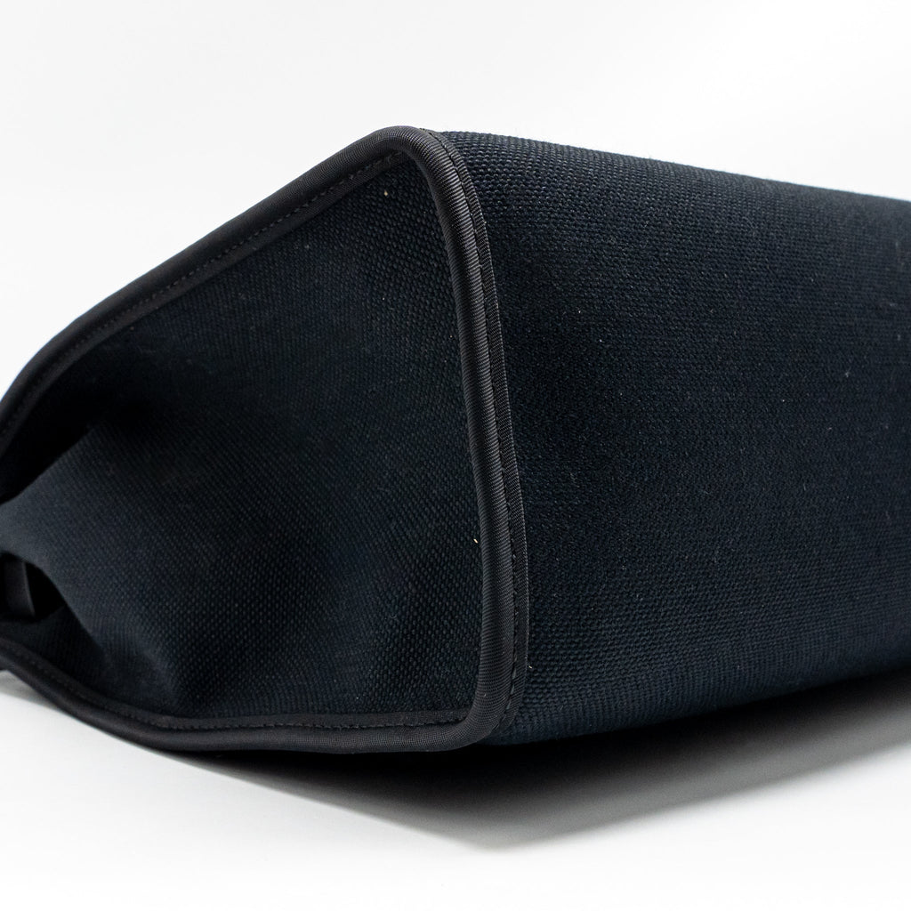 HERMES HERBAG 31 ZIP BAG CANVAS / HUNTER LEATHER BLACK SHW