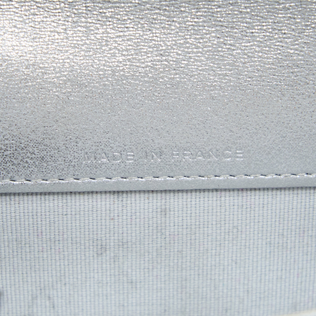 CHANEL QUILTED CLASSIC FLAP CARD HOLDER LAMBSKIN SILVER SHW