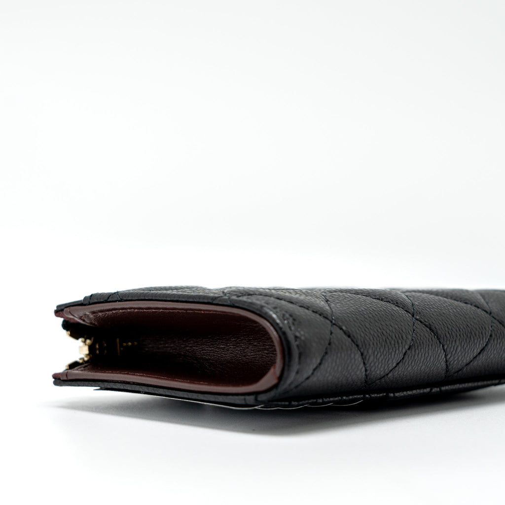 CHANEL L ZIP WALLET CAVIAR BLACK LGHW (MICROCHIP)