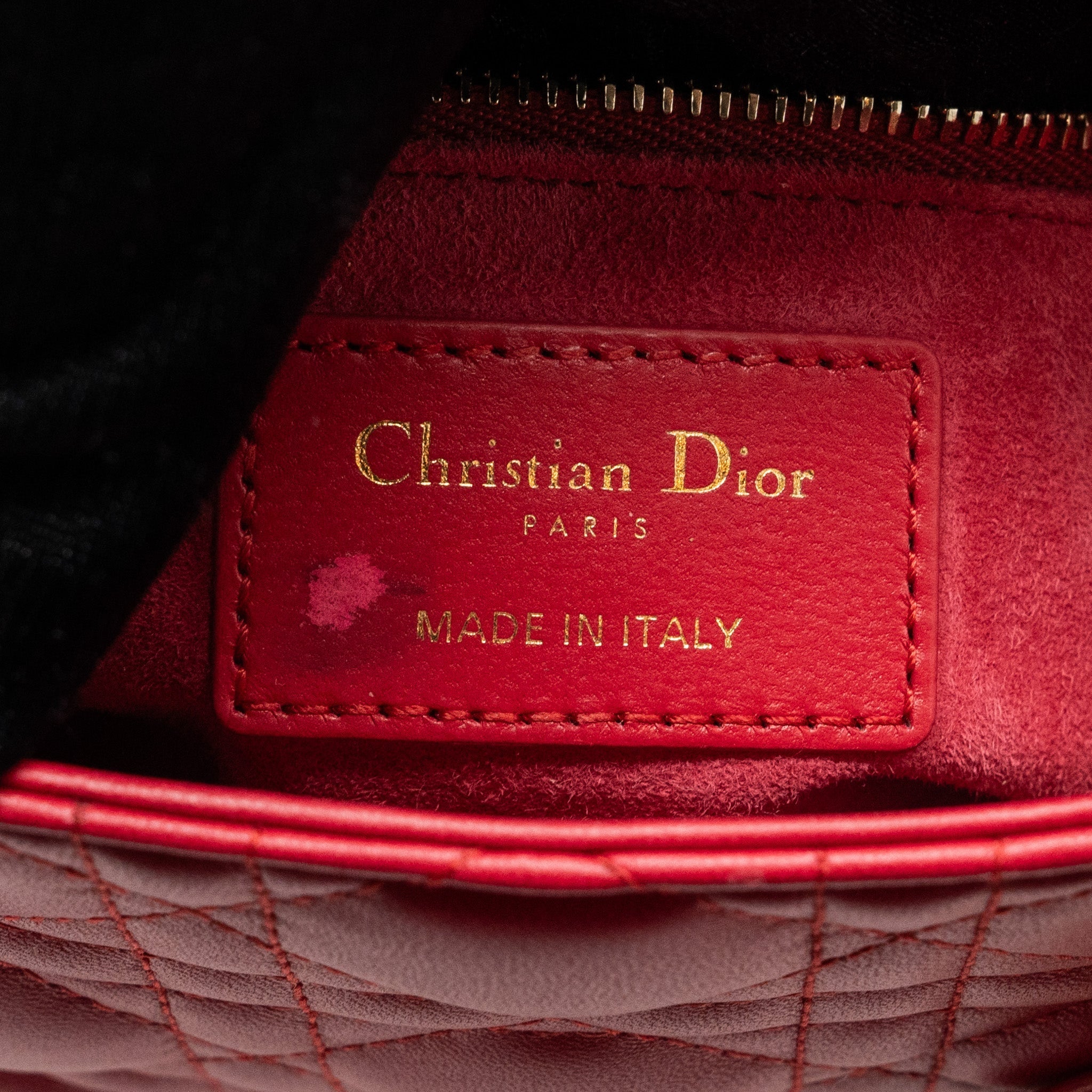 DIOR SMALL LADY DIOR LAMBSKIN RED LGHW