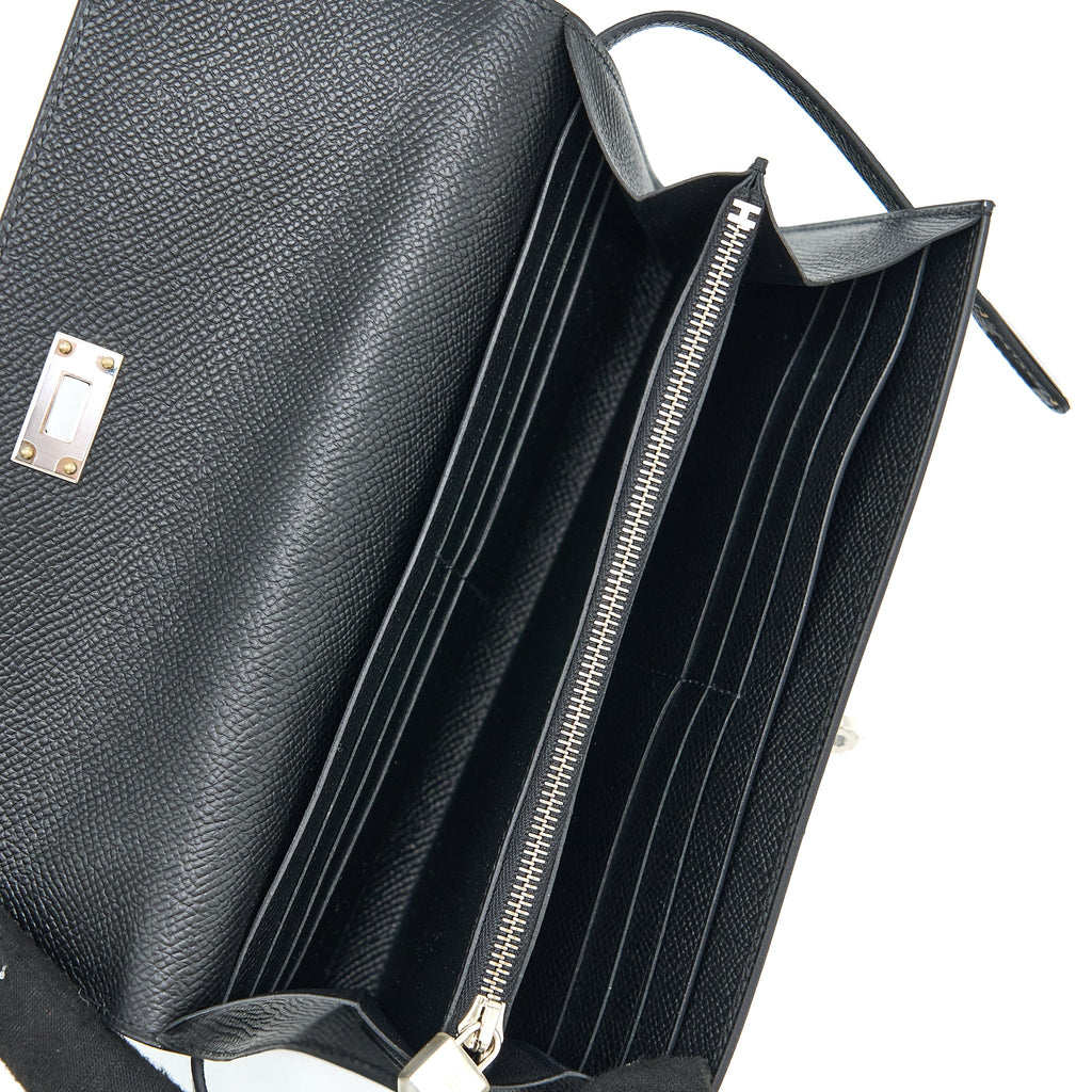 Hermes Kelly Long Wallet Epsom Black SHW
