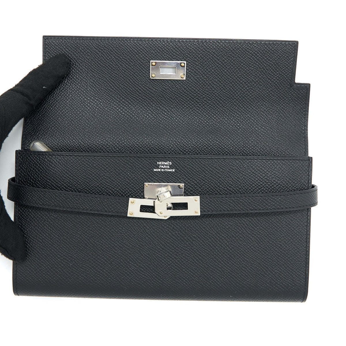 Hermes Kelly Long Wallet Epsom Black SHW