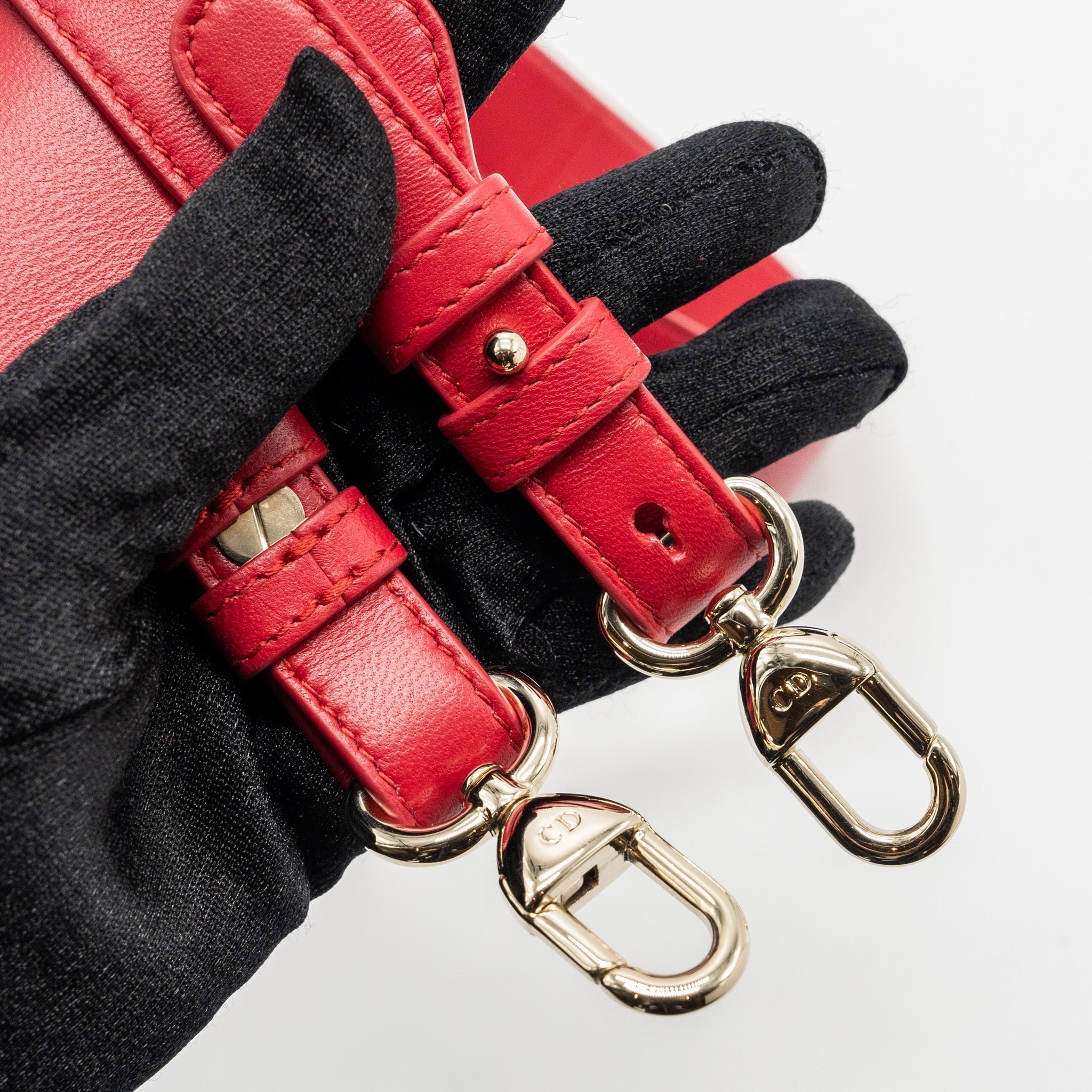 DIOR SMALL LADY DIOR LAMBSKIN RED LGHW