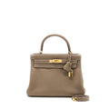 Hermes Kelly 28 Clemence Etoupe GHW Stamp Squared Q