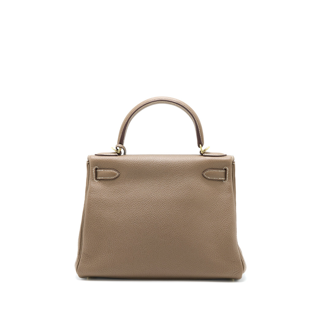 Hermes Kelly 28 Clemence Etoupe GHW Stamp Squared Q
