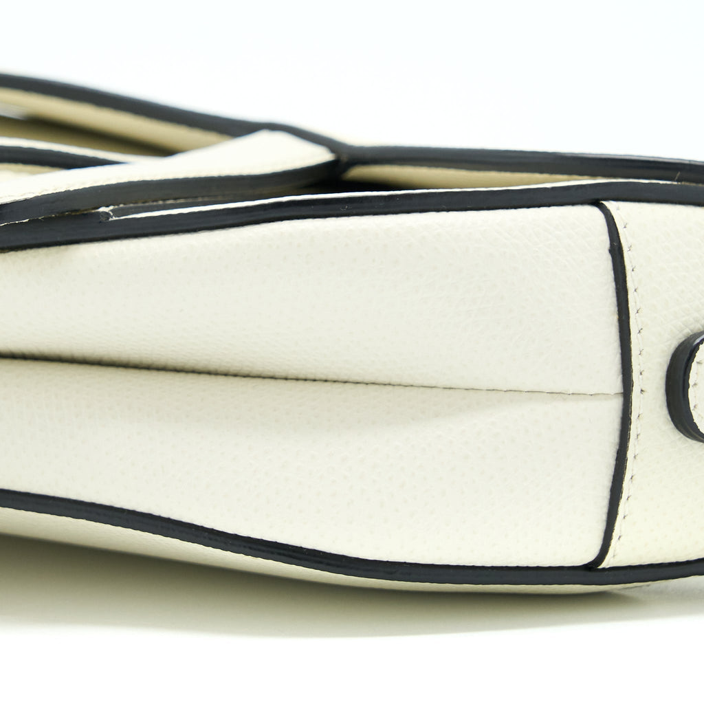 DIOR MINI SADDLE BAG GRAINED CALFSKIN WHITE GHW