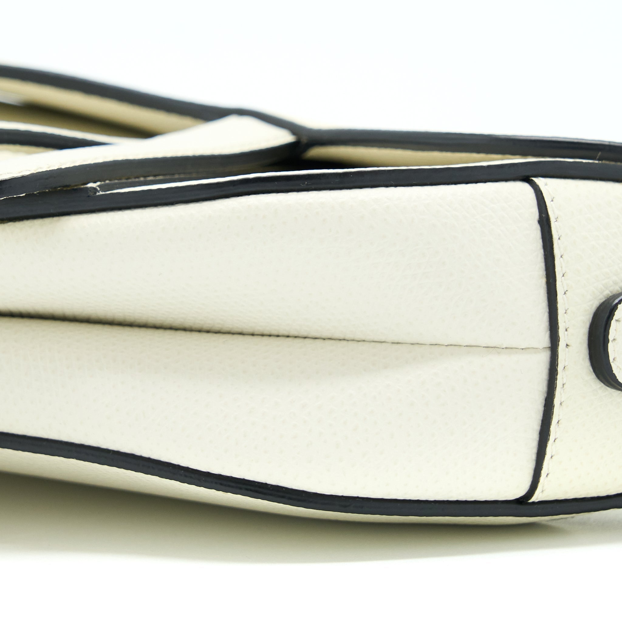 DIOR MINI SADDLE BAG GRAINED CALFSKIN WHITE GHW