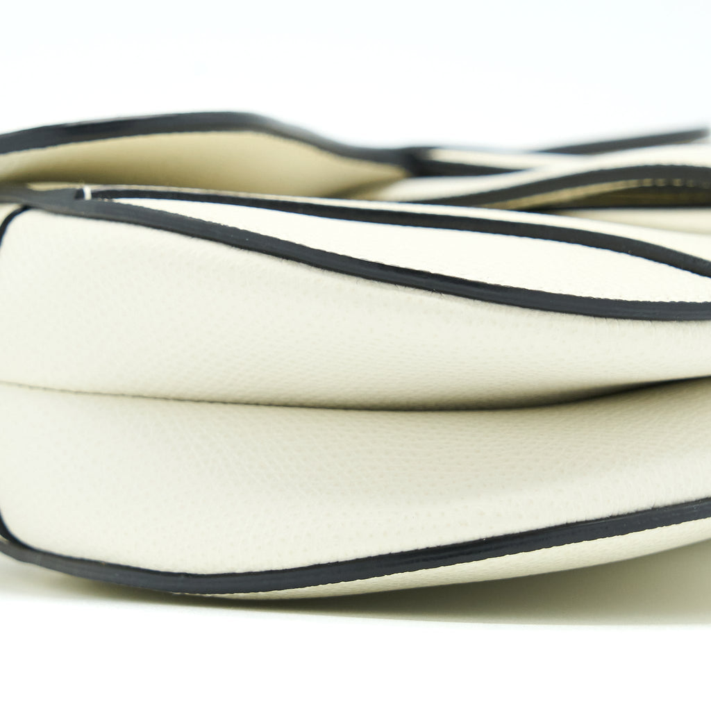DIOR MINI SADDLE BAG GRAINED CALFSKIN WHITE GHW