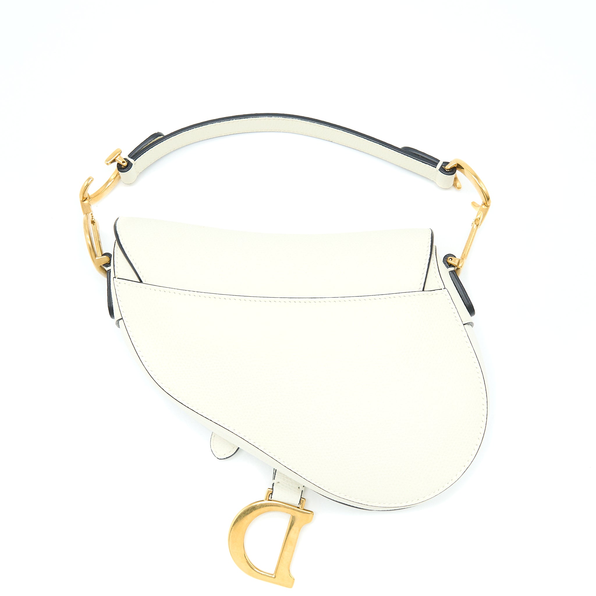 DIOR MINI SADDLE BAG GRAINED CALFSKIN WHITE GHW