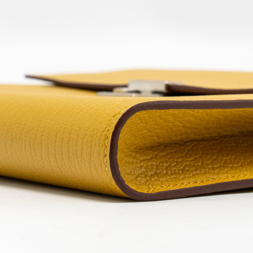 HERMES CLIC 16 WALLET CHEVRE MYSORE JAUNE AMBER SHW
