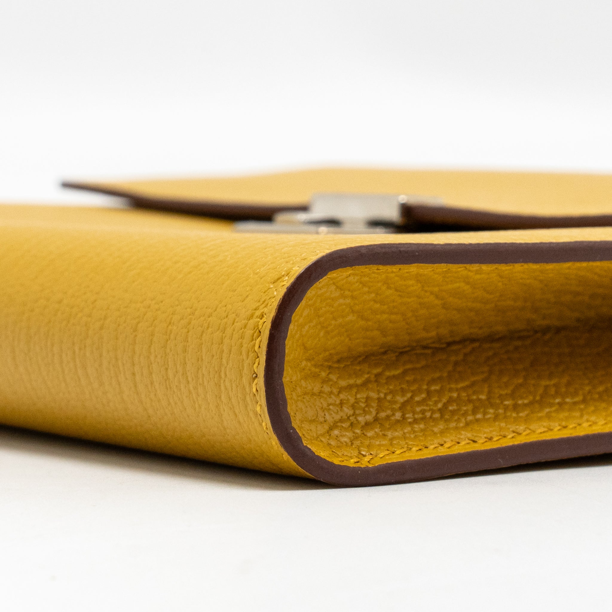 HERMES CLIC 16 WALLET CHEVRE MYSORE JAUNE AMBER SHW