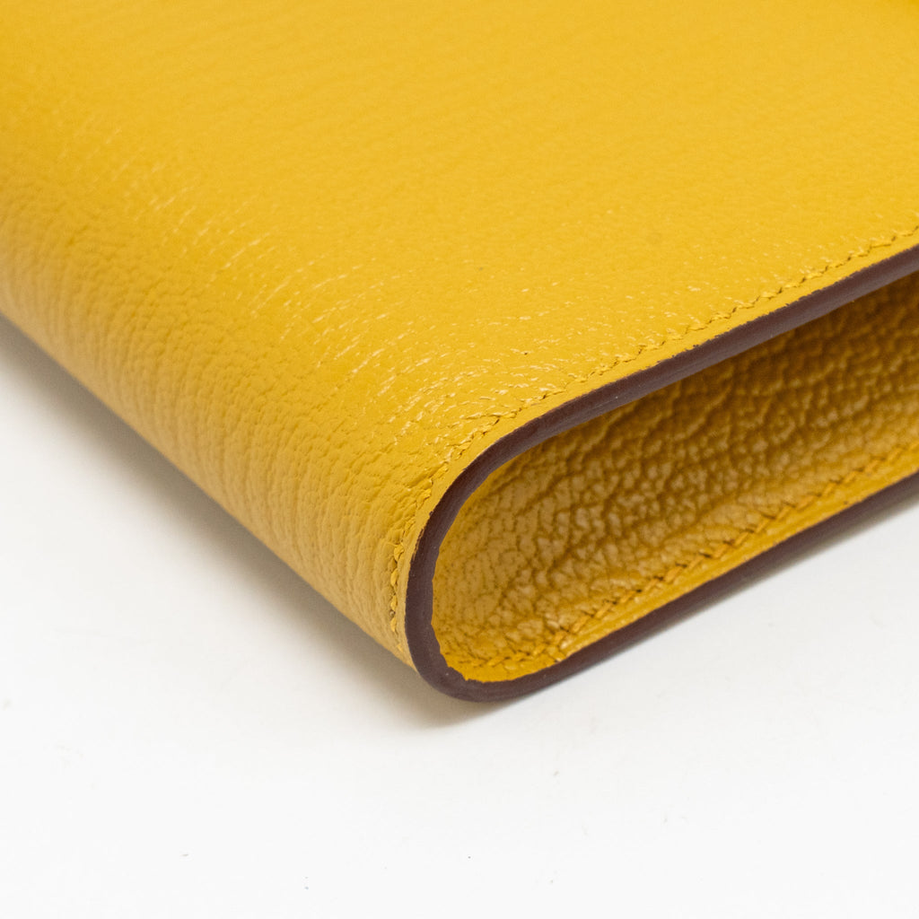 HERMES CLIC 16 WALLET CHEVRE MYSORE JAUNE AMBER SHW