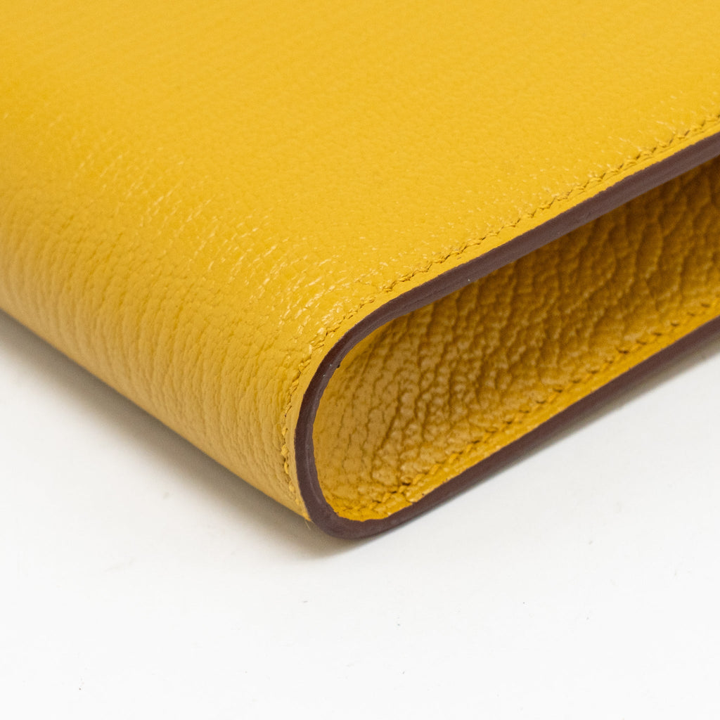 HERMES CLIC 16 WALLET CHEVRE MYSORE JAUNE AMBER SHW