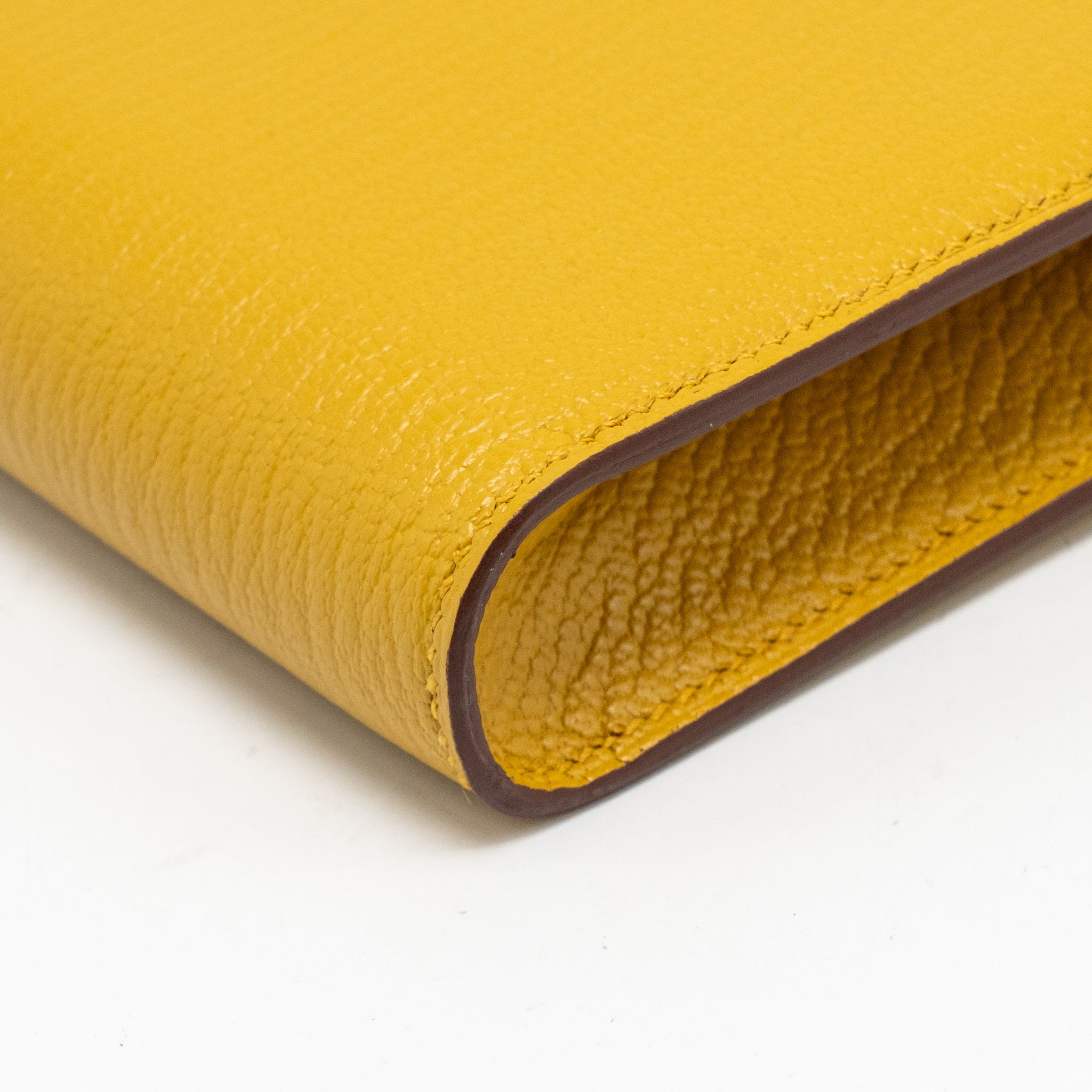 HERMES CLIC 16 WALLET CHEVRE MYSORE JAUNE AMBER SHW