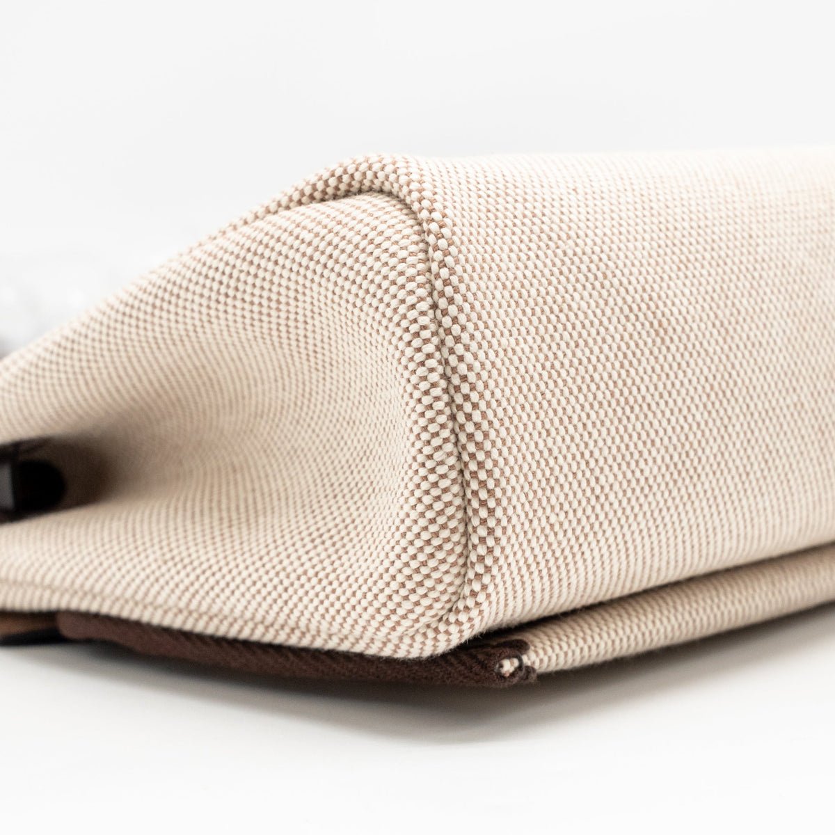 Hermes Herbag Mini Canvas/Hunter Leather Ecru-Beige/Ebene SHW
