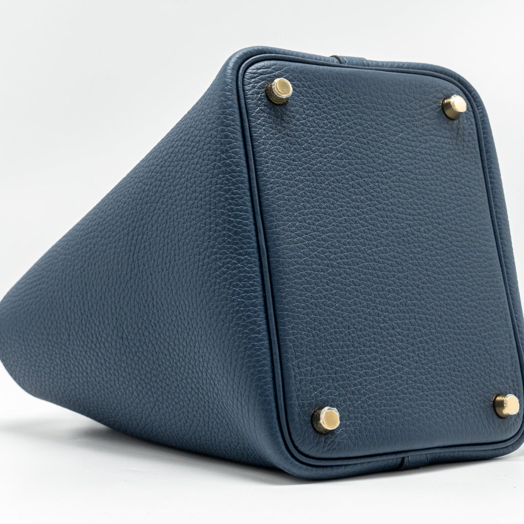 HERMES PICOTIN 18 LOCK BAG CLEMENCE BLEU DE PRUSSE GHW