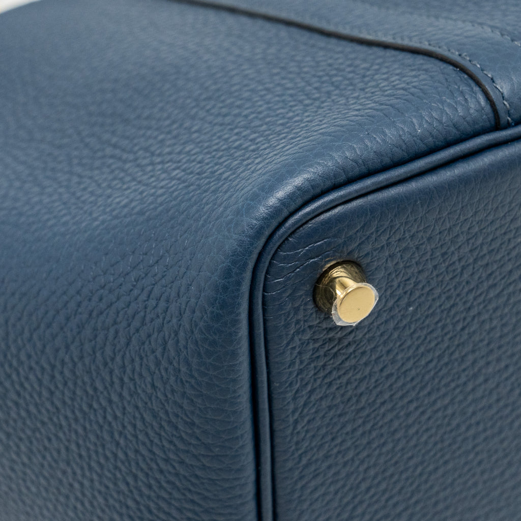 HERMES PICOTIN 18 LOCK BAG CLEMENCE BLEU DE PRUSSE GHW