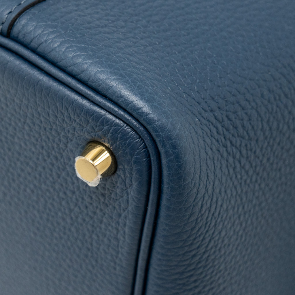 HERMES PICOTIN 18 LOCK BAG CLEMENCE BLEU DE PRUSSE GHW