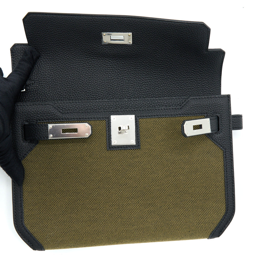 Hermes Pochette Kelly Depeches Canvas And Leather Multicolour SHW