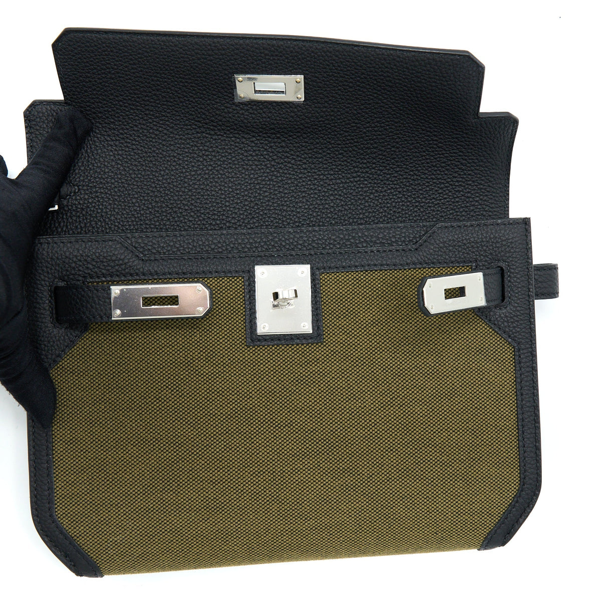 Hermes Pochette Kelly Depeches Canvas And Leather Multicolour SHW