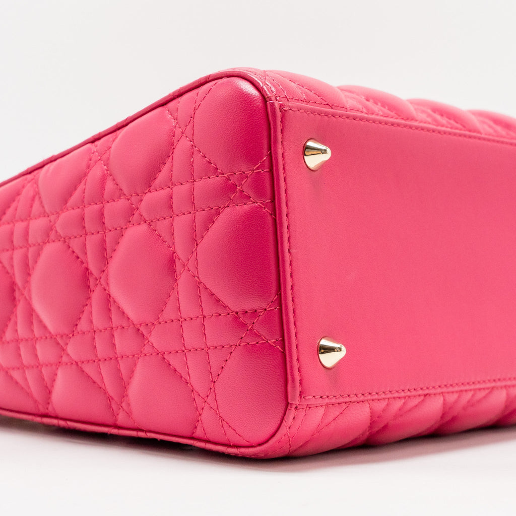 DIOR MEDIUM LADY DIOR LAMBSKIN PINK LGHW