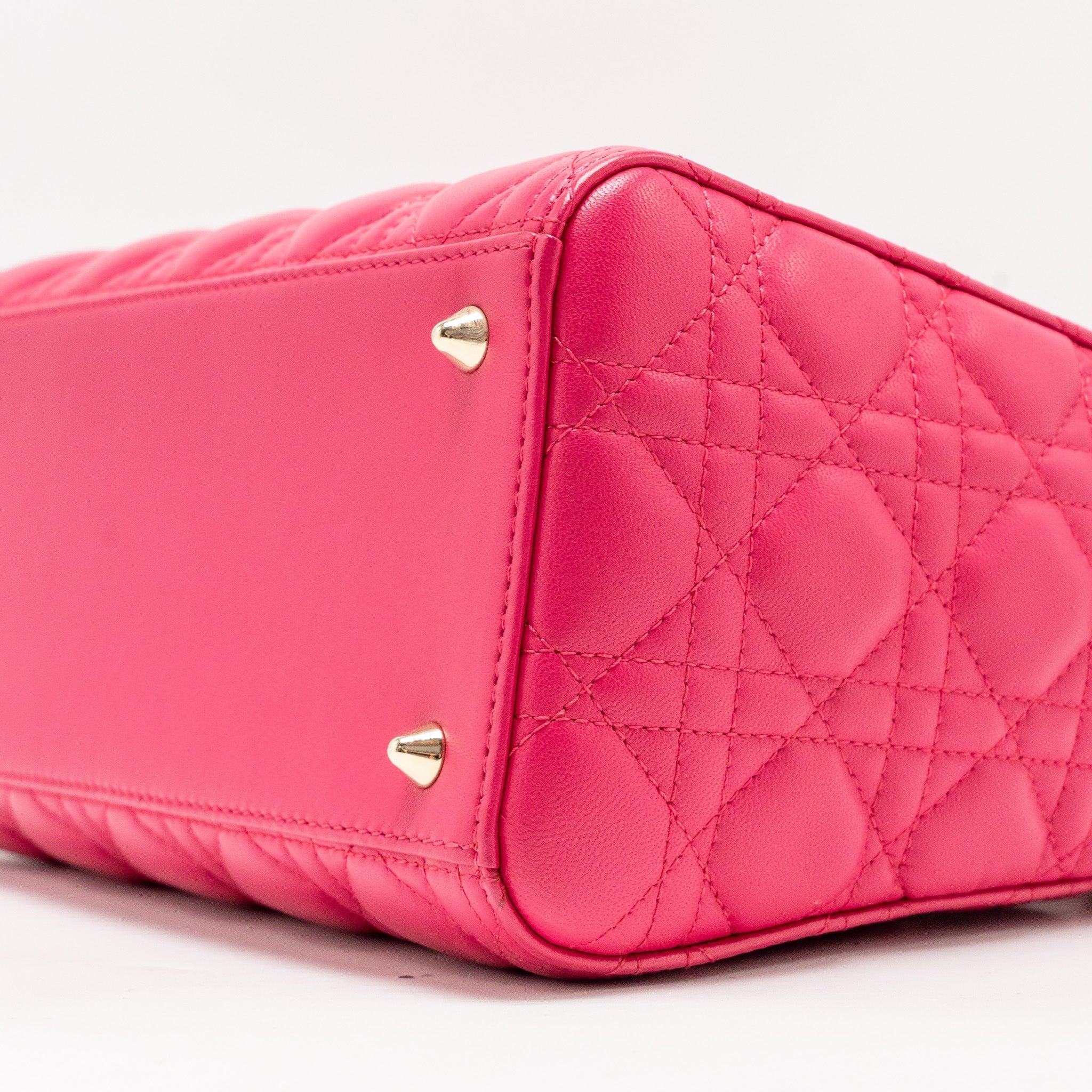 DIOR MEDIUM LADY DIOR LAMBSKIN PINK LGHW