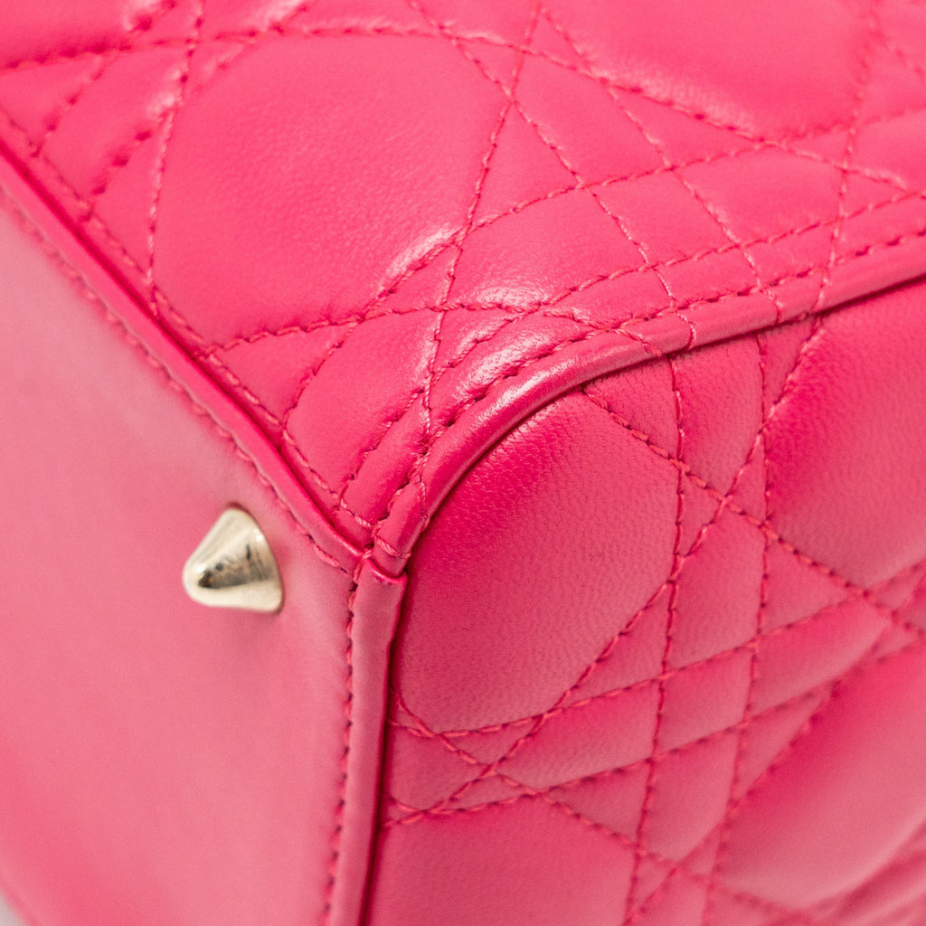 DIOR MEDIUM LADY DIOR LAMBSKIN PINK LGHW