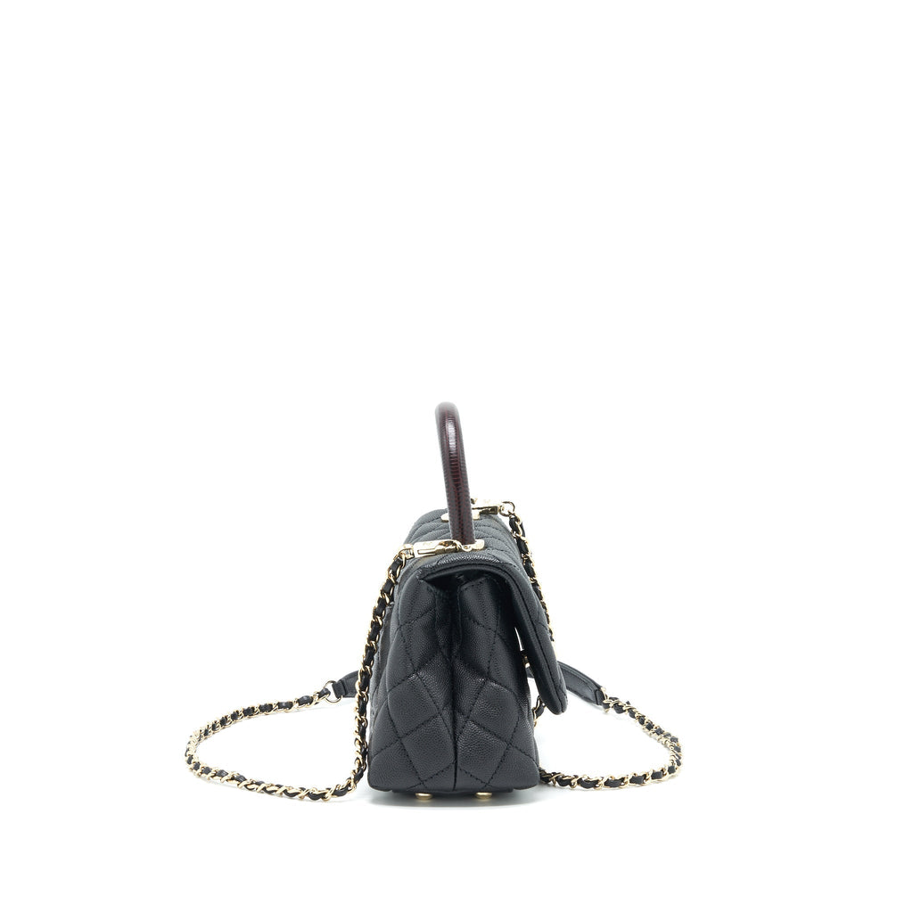 CHANEL COCO HANDLE EXTRA MINI BLACK EMBOSSED HANDLE LGHW