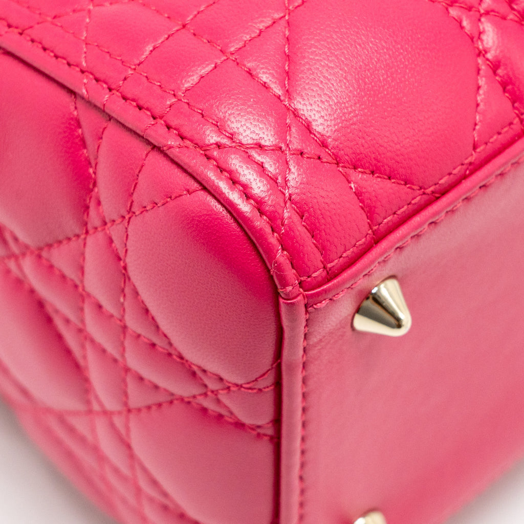 DIOR MEDIUM LADY DIOR LAMBSKIN PINK LGHW