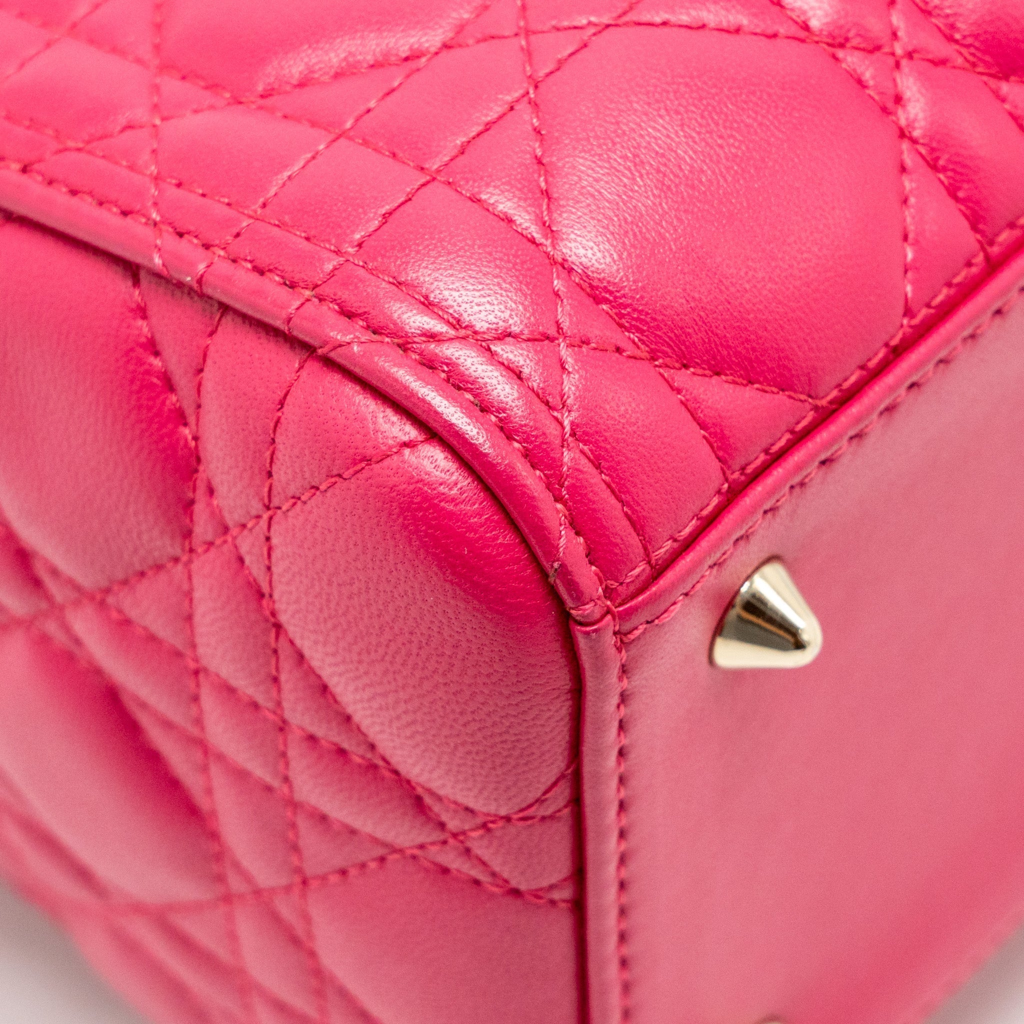DIOR MEDIUM LADY DIOR LAMBSKIN PINK LGHW