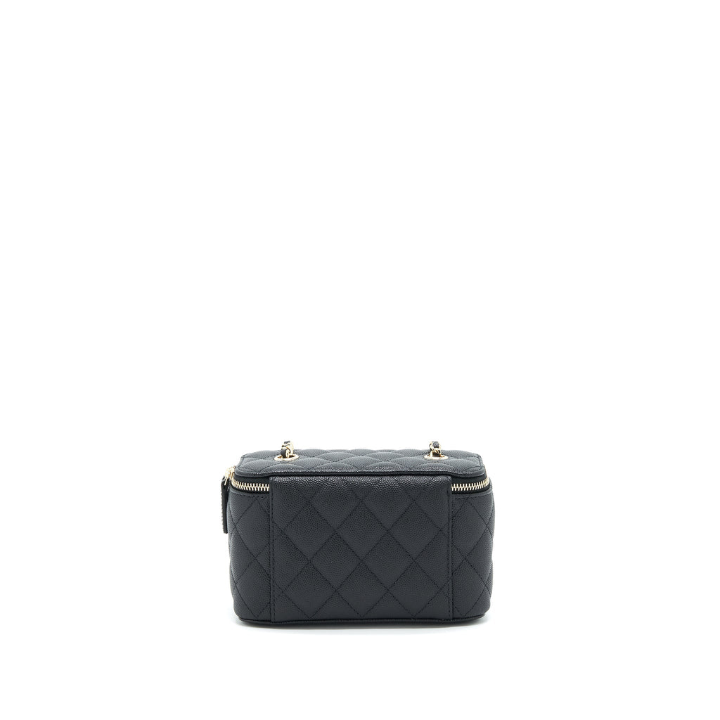 CHANEL CAVIAR SMALL LONG VANITY WITH CHAIN BLACK LGHW