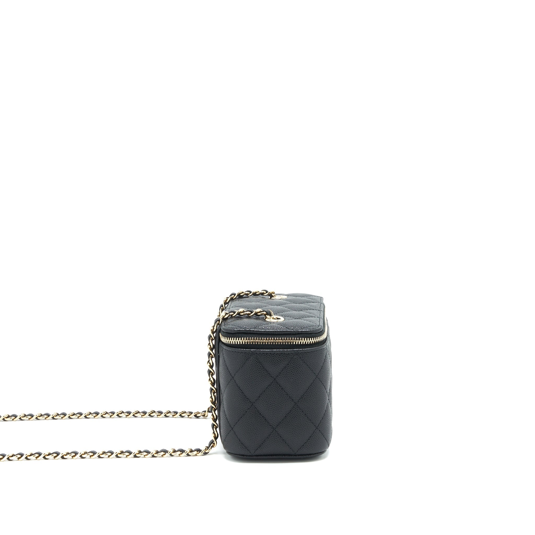 CHANEL CAVIAR SMALL LONG VANITY WITH CHAIN BLACK LGHW