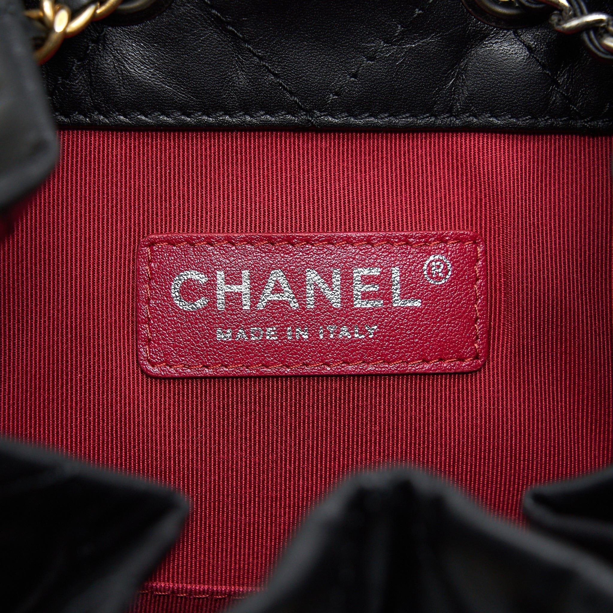 CHANEL GABRIELLE BACKPACK MEDIUM QUILTED CALFSKIN BLACK GOLD/SLIVER HW