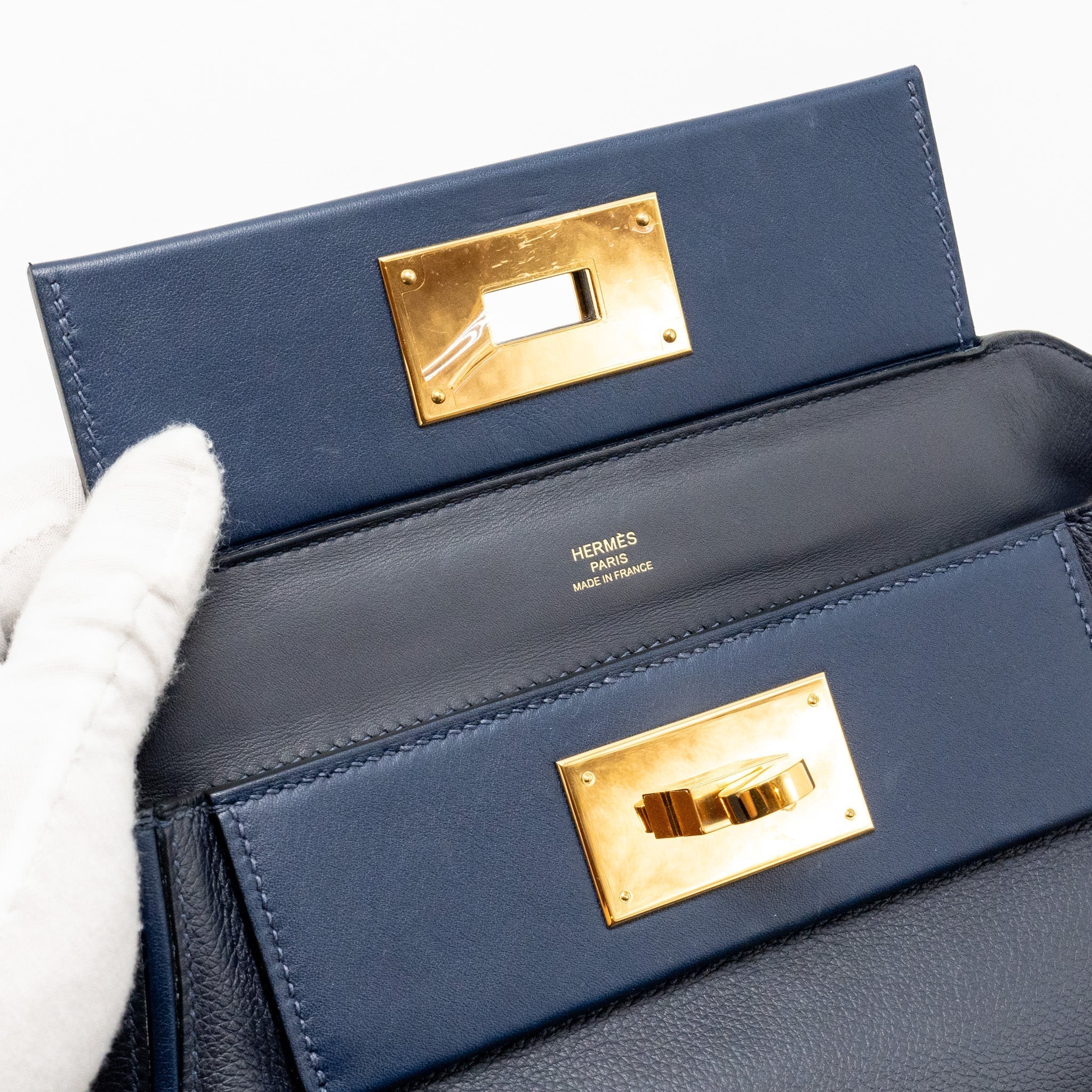 HERMES MINI 2424 24/24-21 BAG EVERCOLOR BLUE NUIT GHW