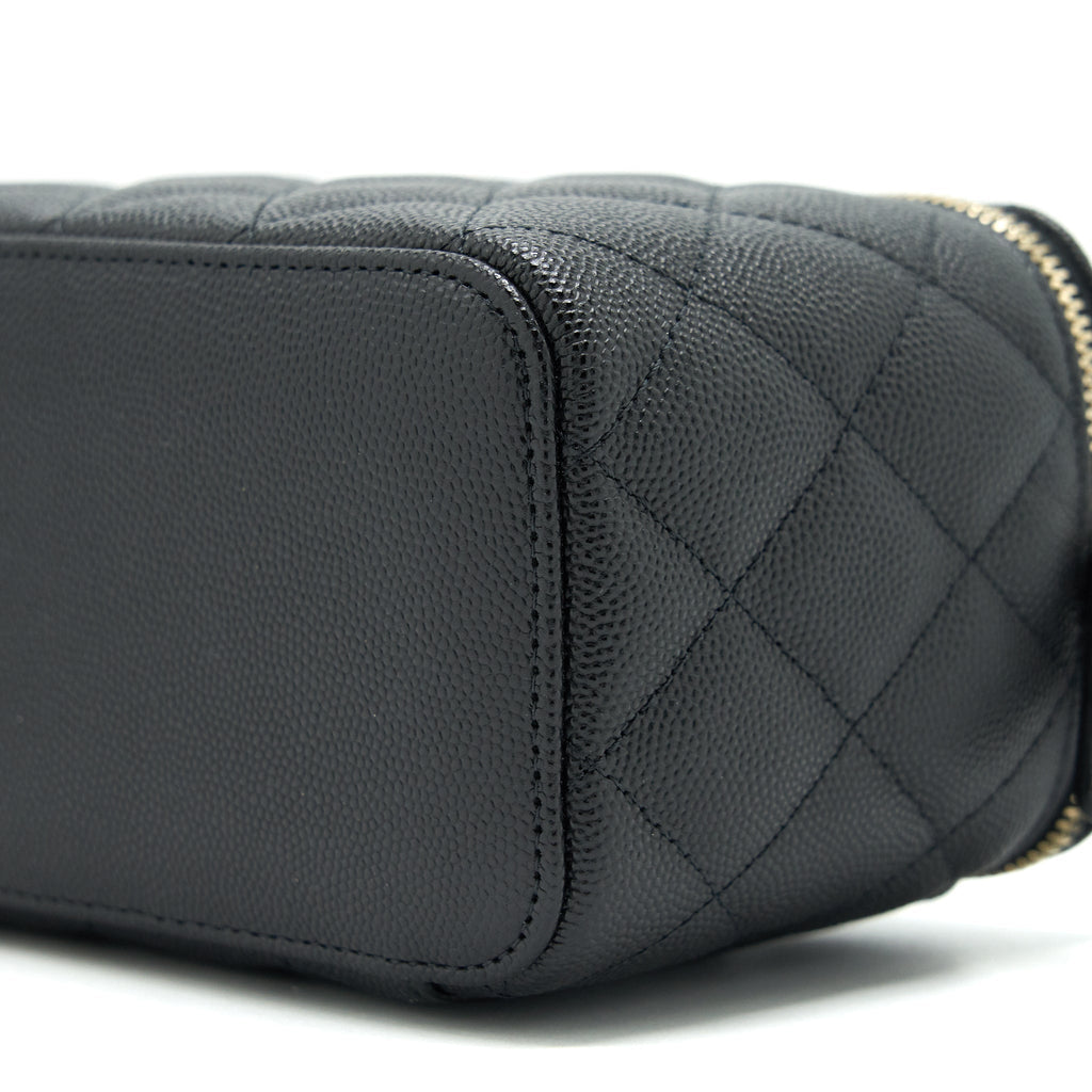 CHANEL CAVIAR SMALL LONG VANITY WITH CHAIN BLACK LGHW