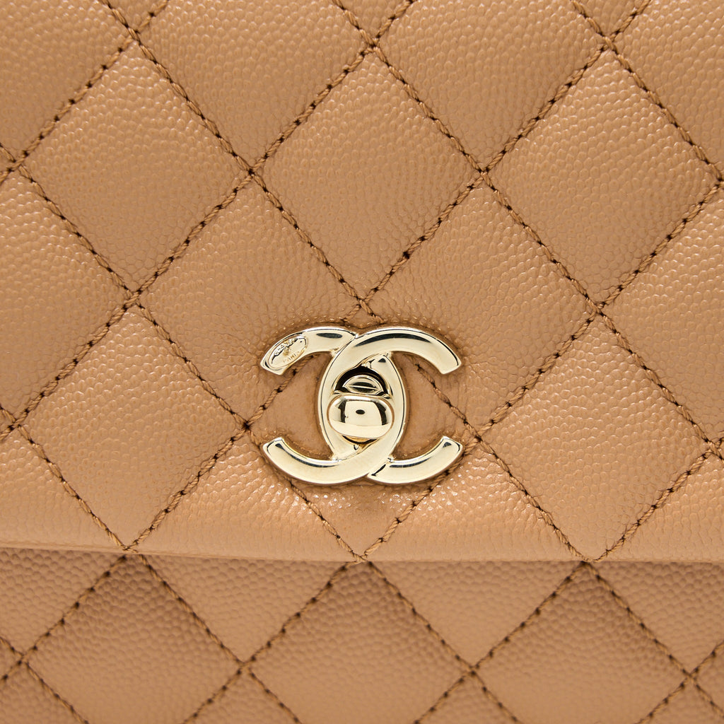 CHANEL SMALL COCO HANDLE CAVIAR BROWN GHW