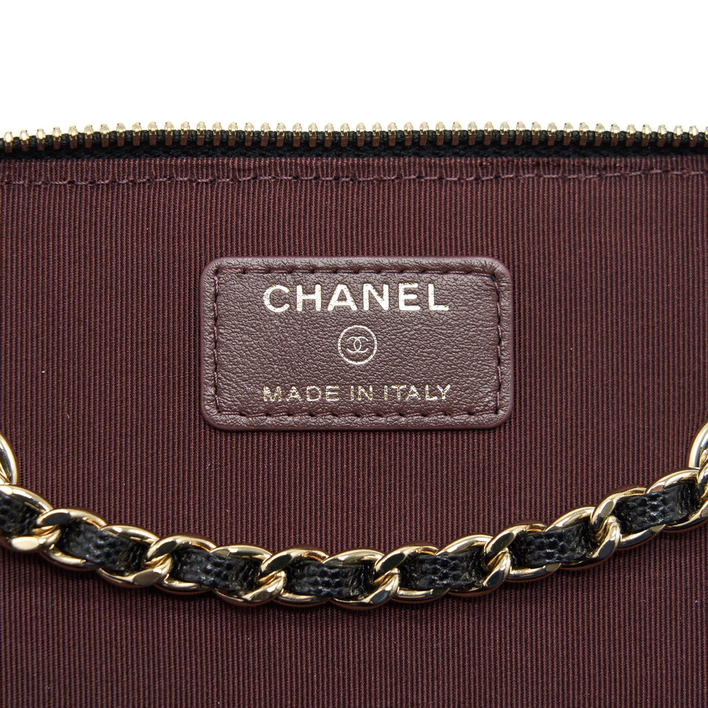 CHANEL SMALL LONG VANITY WITH CHAIN CAVIAR  BLACK LGHW