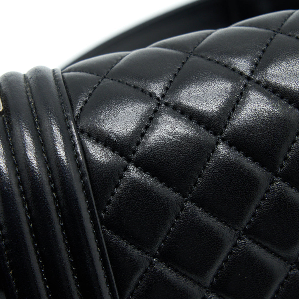 CHANEL MEDIUM BOY BAG LAMBSKIN BLACK RUTHENIUM SHW
