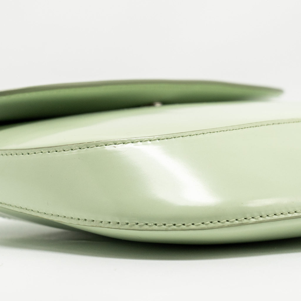 PRADA SMALL CLEO SHOULDER BAG BRUSHED LEATHER LIGHT GREEN SHW