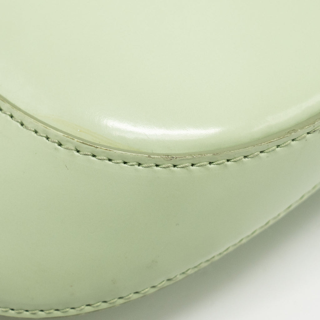 PRADA SMALL CLEO SHOULDER BAG BRUSHED LEATHER LIGHT GREEN SHW