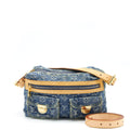 LOUIS VUITTON VINTAGE DENIM CROSSBODY BAG WITH AN EXTRA STRAP GHW
