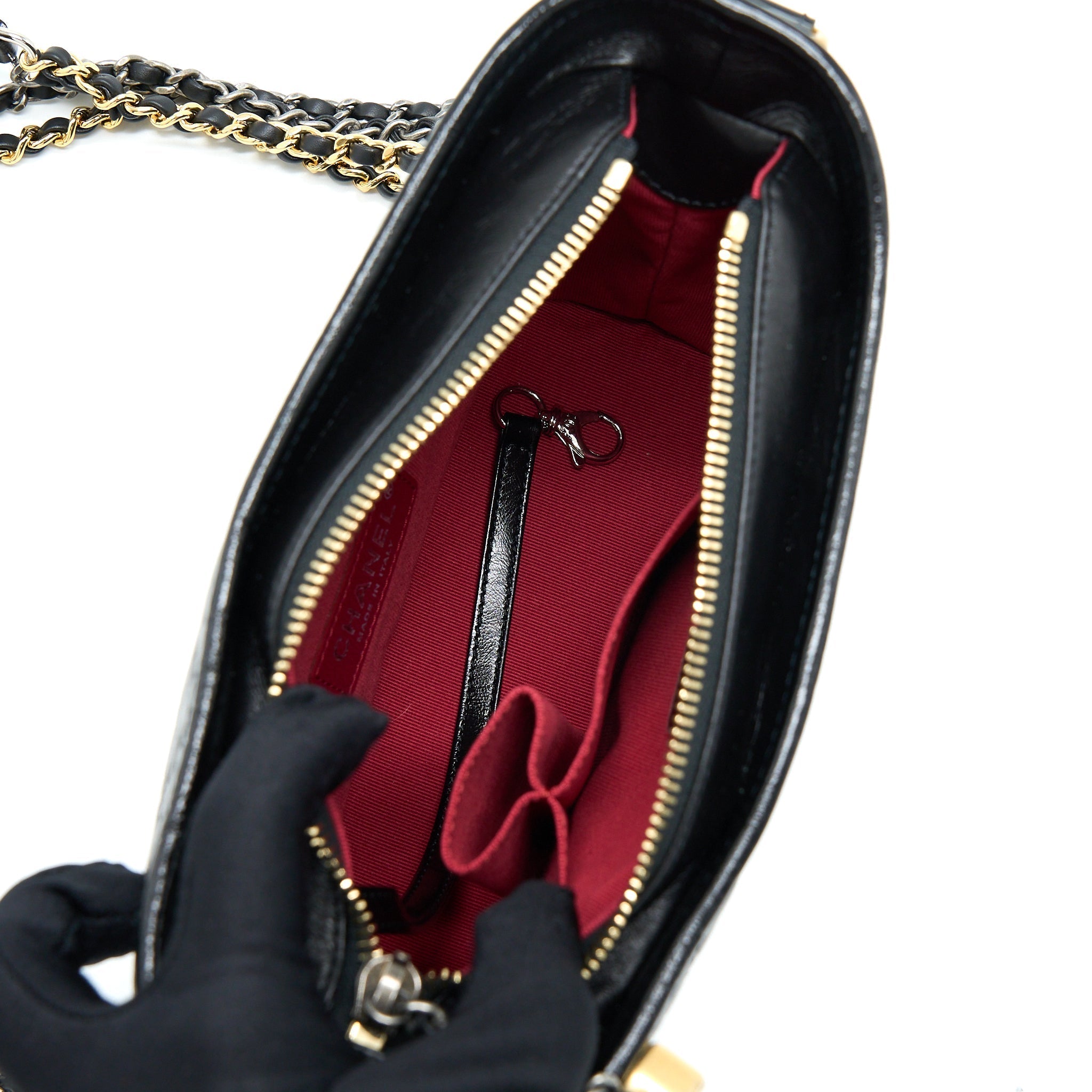 CHANEL SMALL GABRIELLE HOBO BAG BLACK WITH MULTICOLOUR HARDWARE (MICROCHIP)