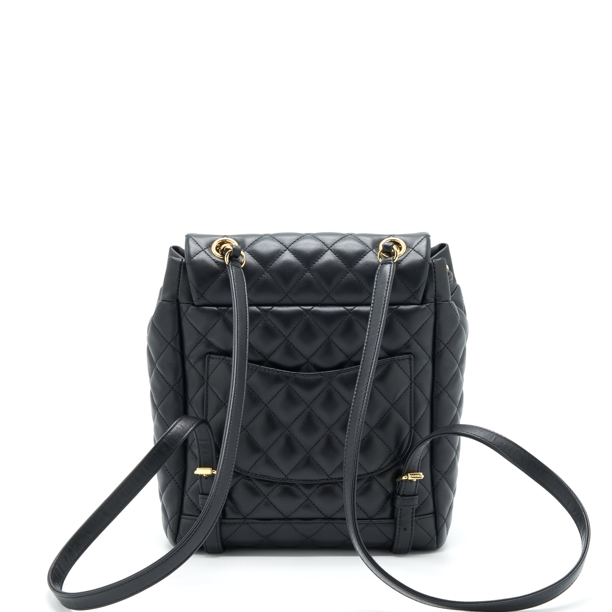 CHANEL QUILTED BACKPACK CALFSKIN BLACK GHW