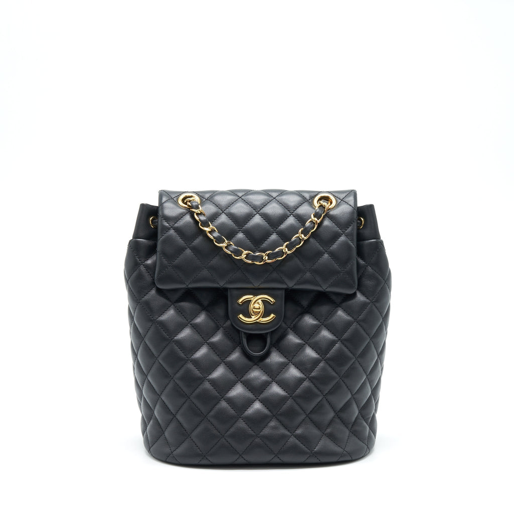 CHANEL QUILTED BACKPACK CALFSKIN BLACK GHW