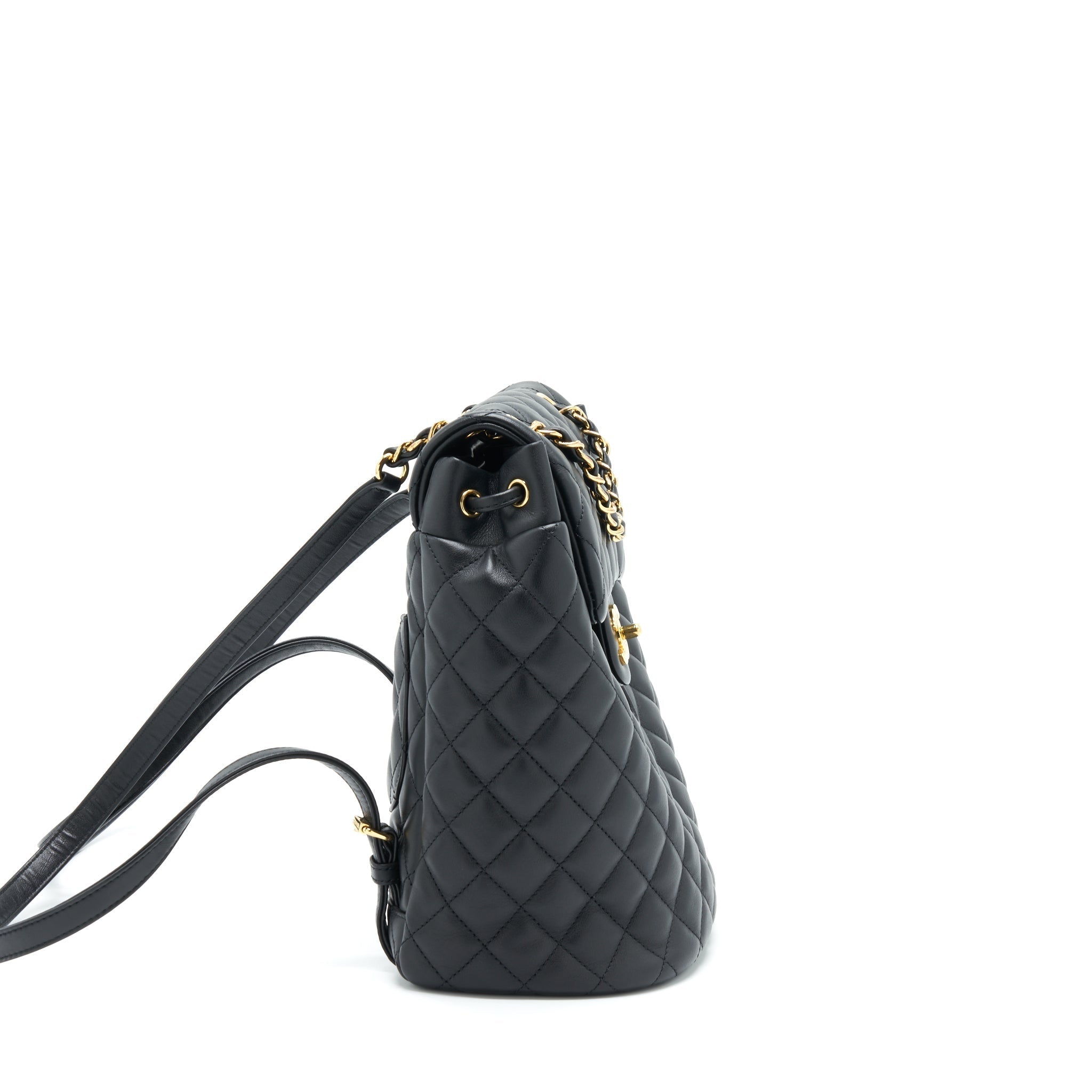 CHANEL QUILTED BACKPACK CALFSKIN BLACK GHW