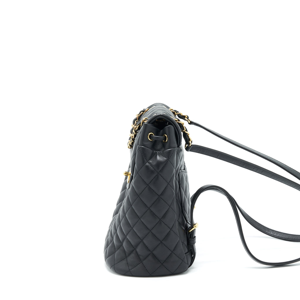 CHANEL QUILTED BACKPACK CALFSKIN BLACK GHW
