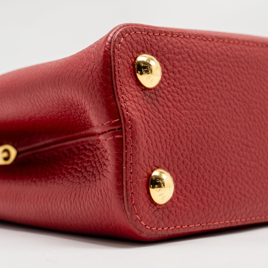 LOUIS VUITTON CAPUCINE BB WITH PYTHON HANDLE TAURILLON RED GHW